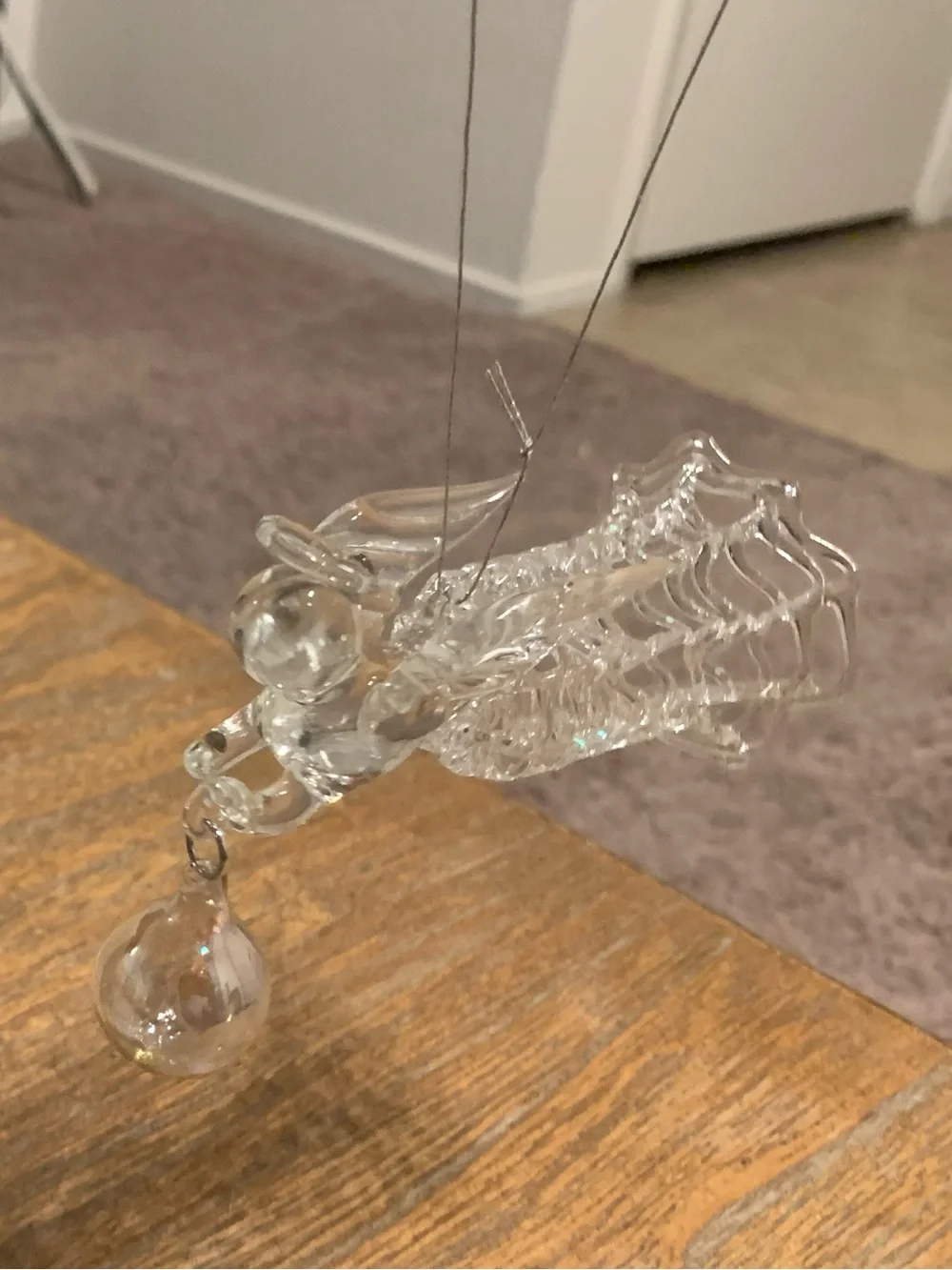 New Vintage Silverstri Spun Glass Clear Glass Angel Christmas Ornament